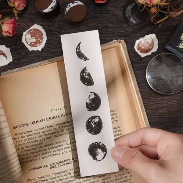 8 Sellos de Goma y Madera que representan las Fases Lunares, ideal para manualidades y decoración de textos, excelente calidad