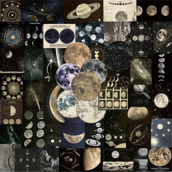 50 piezas de Stickers relacionados con el espacio, el universo, planetas y astronautasEstilo Dark Oscuro Para decorar cualquier cosa