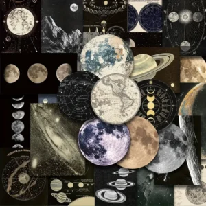 50 piezas de Stickers relacionados con el espacio, el universo, planetas y astronautasEstilo Dark Oscuro Para decorar cualquier cosa
