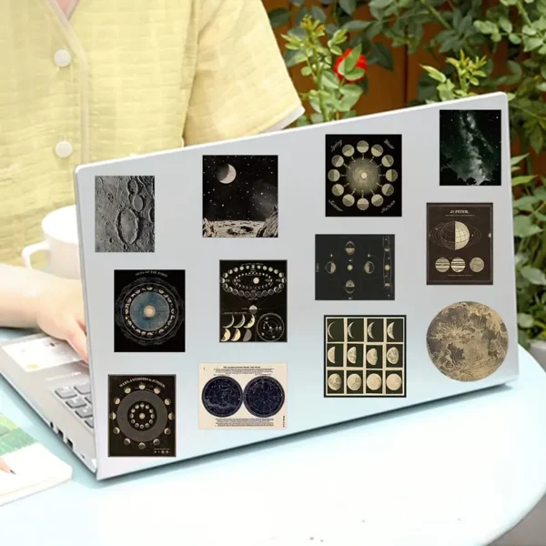50 piezas de Stickers relacionados con el espacio, el universo, planetas y astronautasEstilo Dark Oscuro Para decorar cualquier cosa