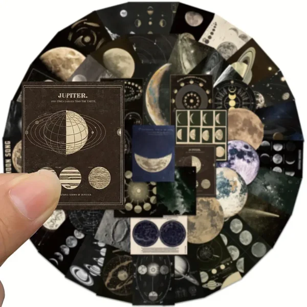 50 piezas de Stickers relacionados con el espacio, el universo, planetas y astronautasEstilo Dark Oscuro Para decorar cualquier cosa