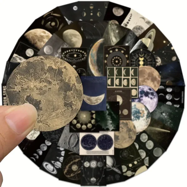 50 piezas de Stickers relacionados con el espacio, el universo, planetas y astronautasEstilo Dark Oscuro Para decorar cualquier cosa