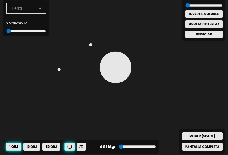 simulador de gravedad y colisiones